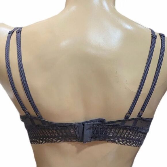 Victoria’s Secret Mesh & dots sexy unlined lace bralette Bra Gray Medium - Picture 2 of 3